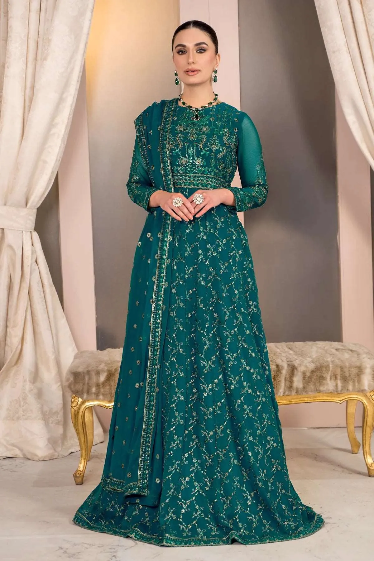 Afreen by Zarif Unstitched 3 Piece Festive Formal Collection'2023-ZA-07-Tropical