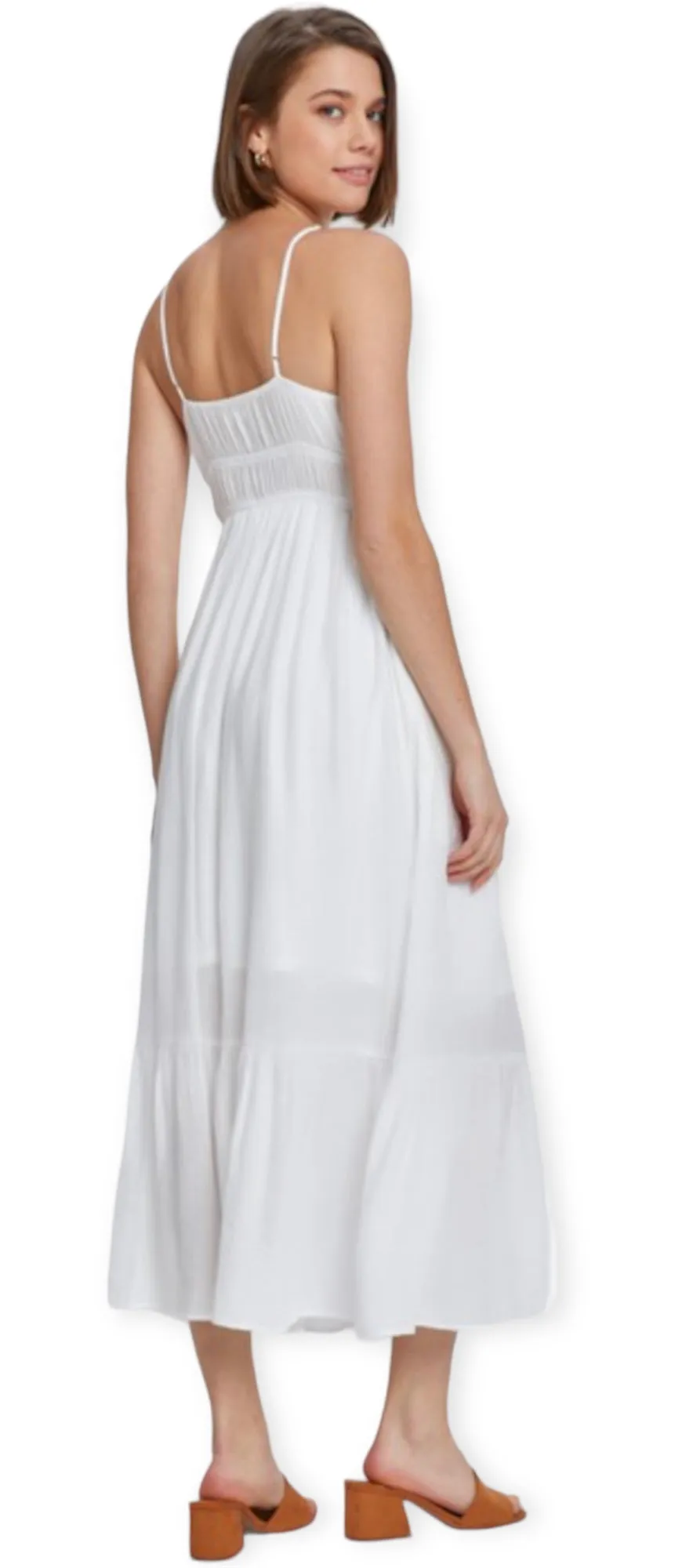 Arabella White Flowy Spaghetti Dress