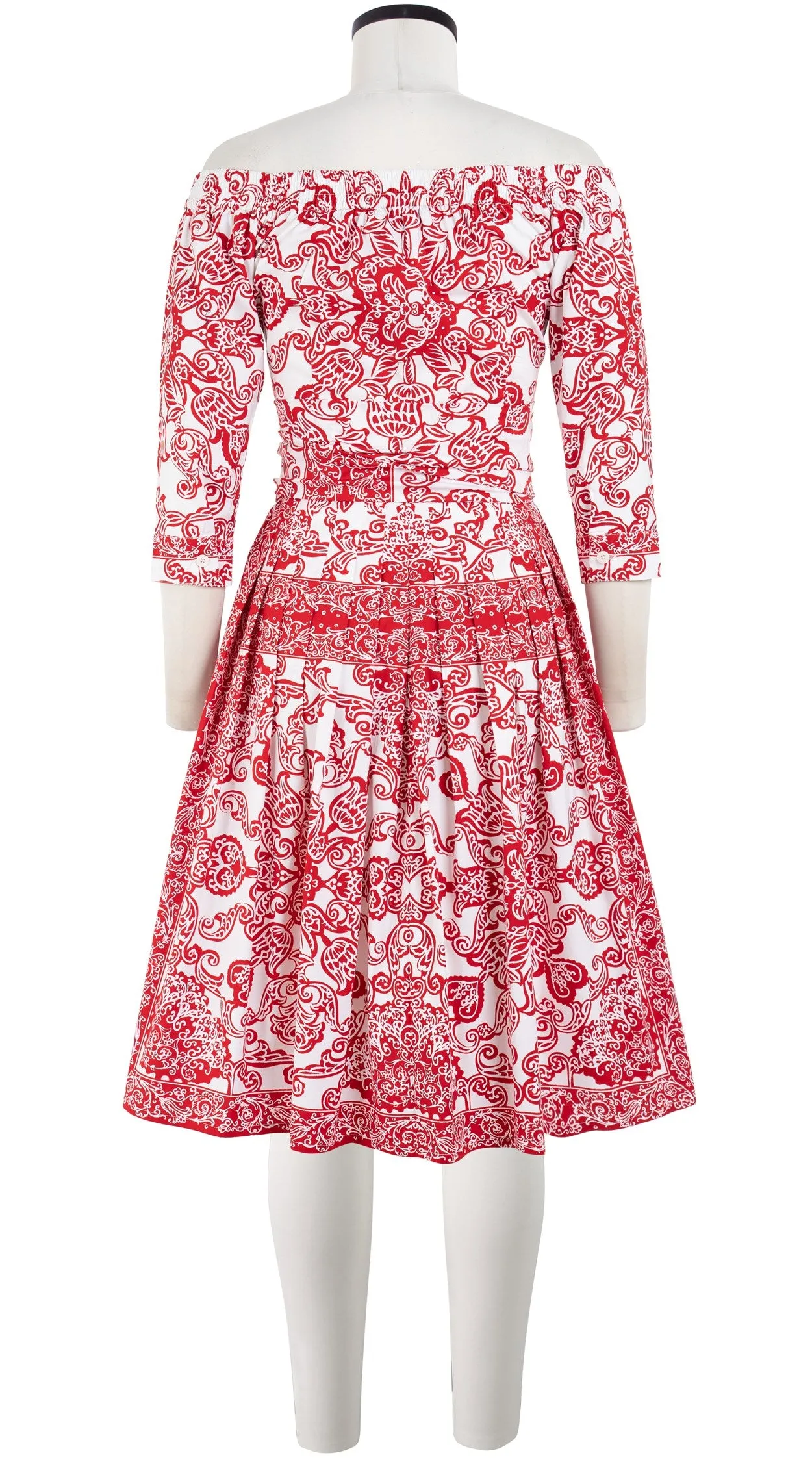 Audrey Dress #2 Off Shoulder Shirt 3/4 Sleeve Cotton Stretch (Casanova Bandana)