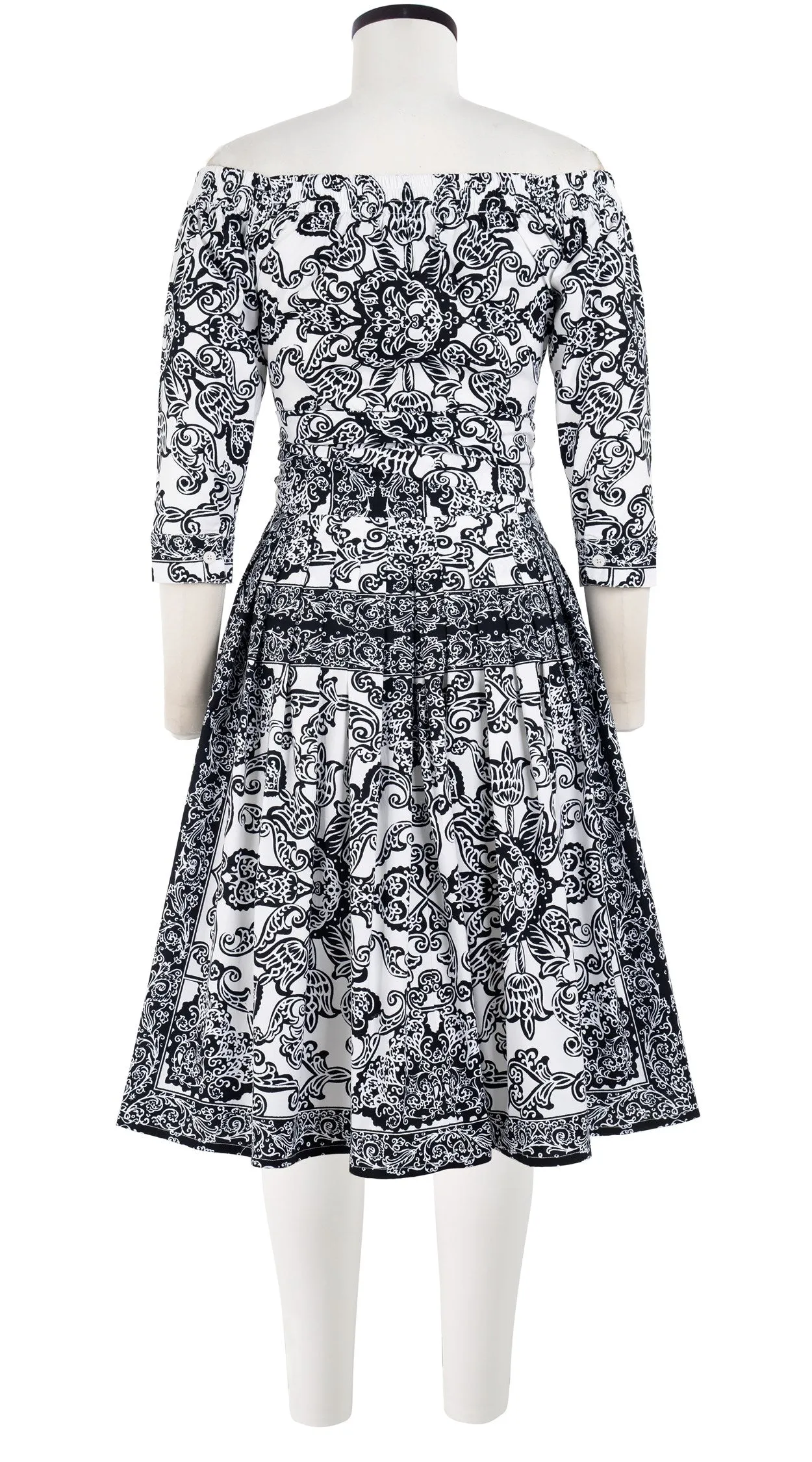 Audrey Dress #2 Off Shoulder Shirt 3/4 Sleeve Cotton Stretch (Casanova Bandana)