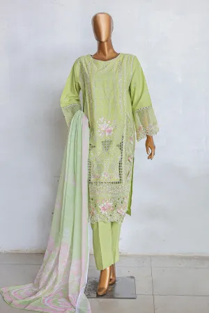 Bin Saeed Stitched 3 Piece Luxury Emb Cotton Vol-03 Collection'2024-LF-1064-Green