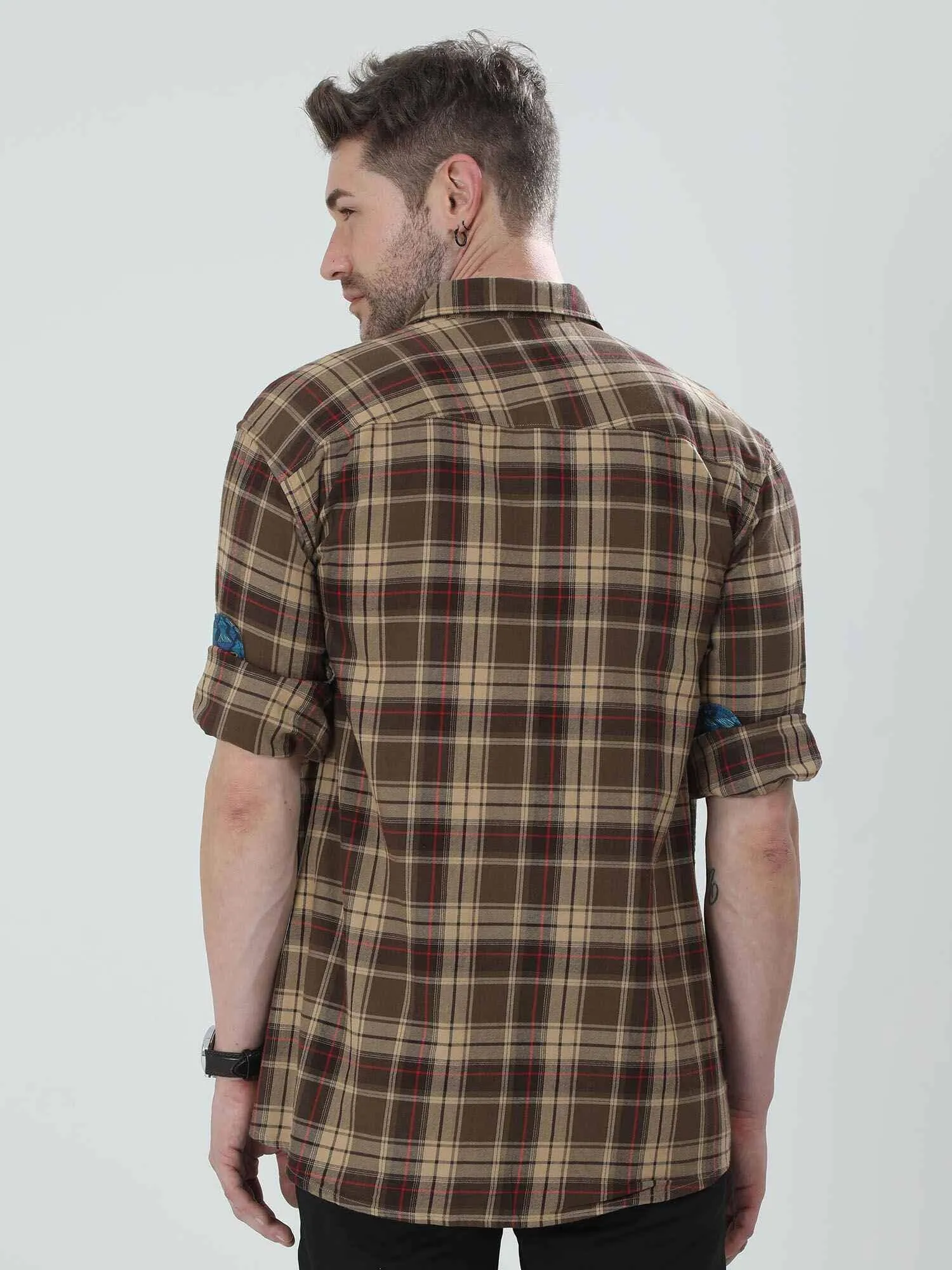 Caramel Checkered Cotton Shirt