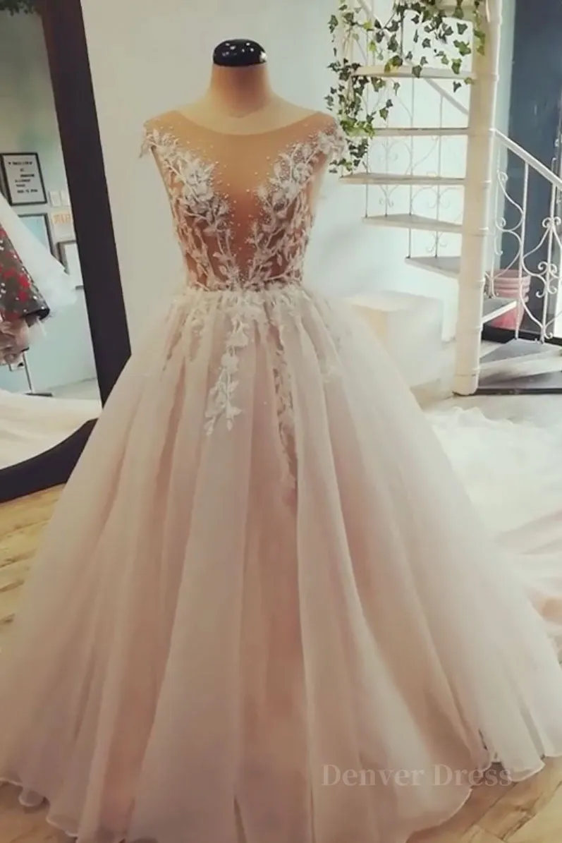 Champagne tulle lace long prom dress tulle evening dress