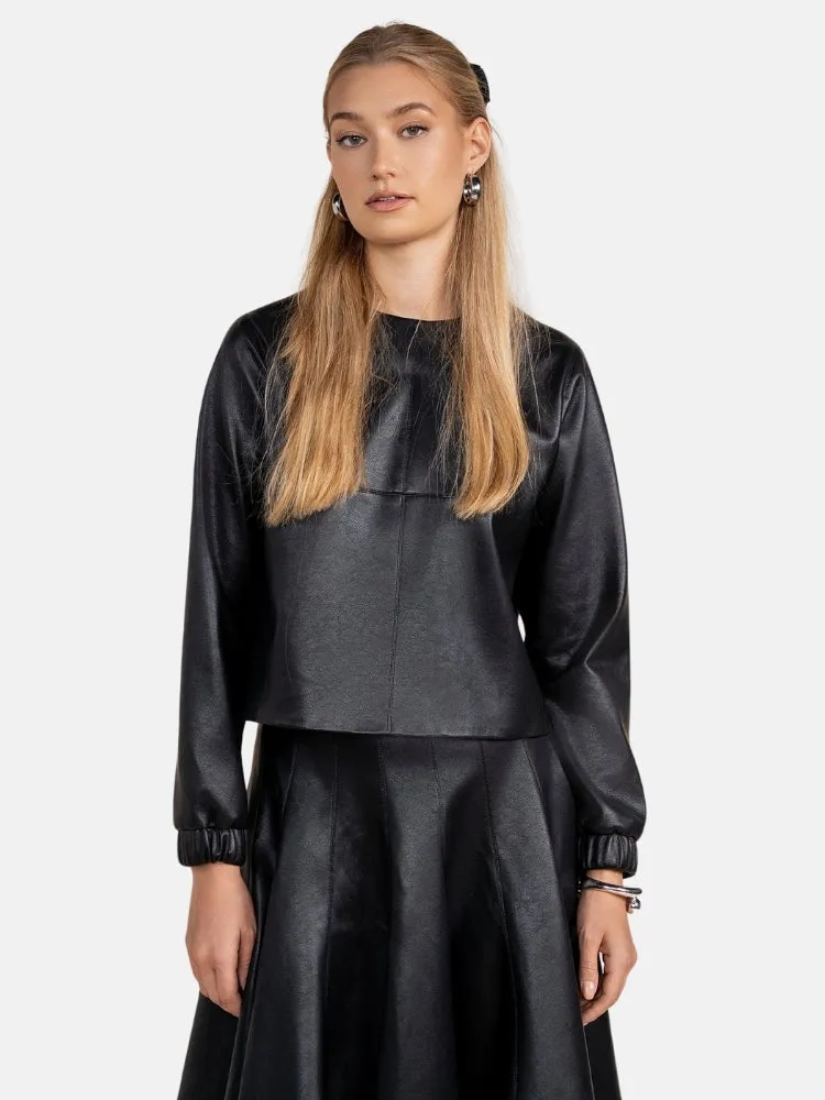 Daun Leather Shirt in Black