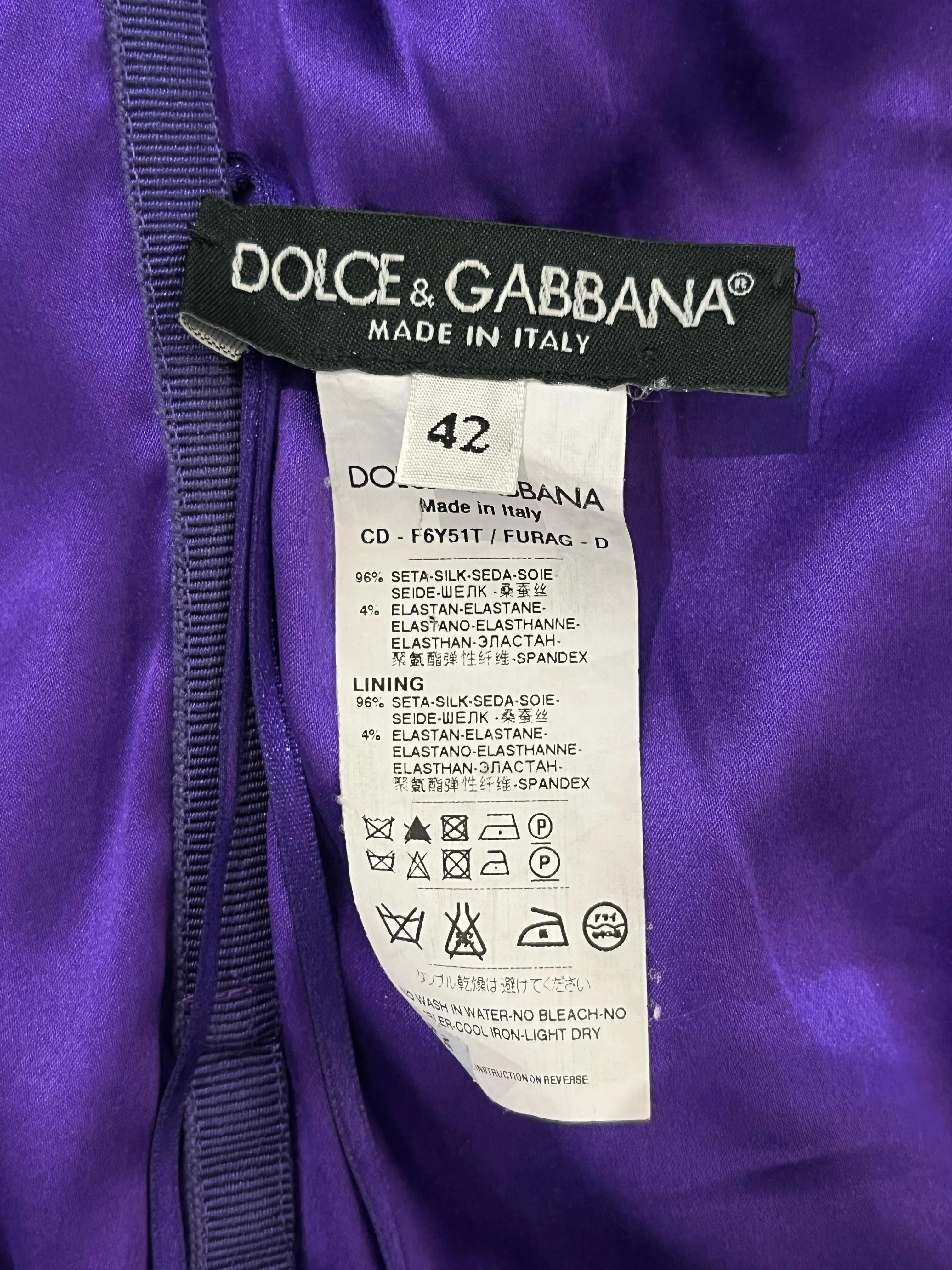 Dolce & Gabbana Silk Ruched Dress. Size 42IT