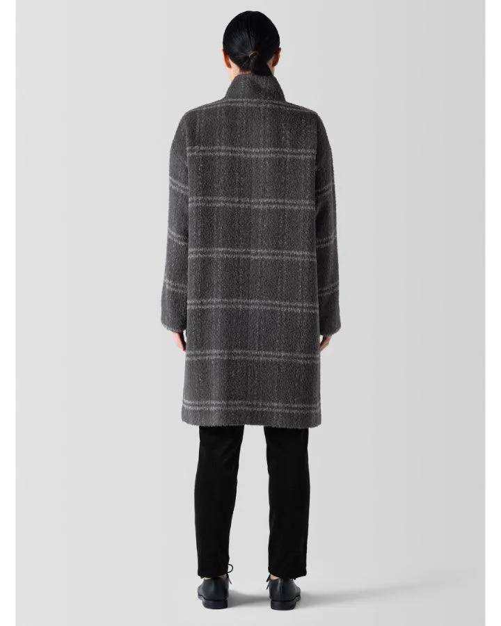 Eileen Fisher Windowpane Stand Collar Coat