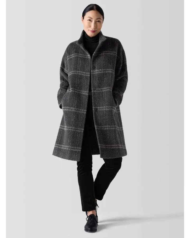 Eileen Fisher Windowpane Stand Collar Coat