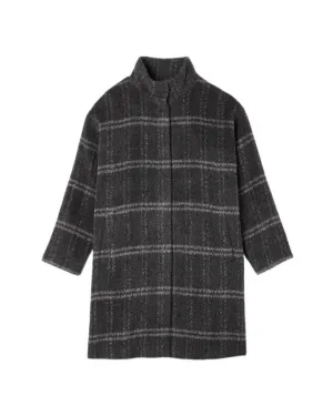 Eileen Fisher Windowpane Stand Collar Coat