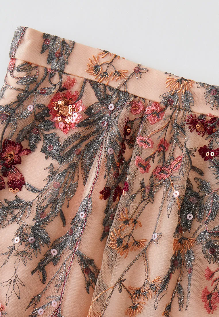 Fantasy Forest Embroidered Mesh Skirt