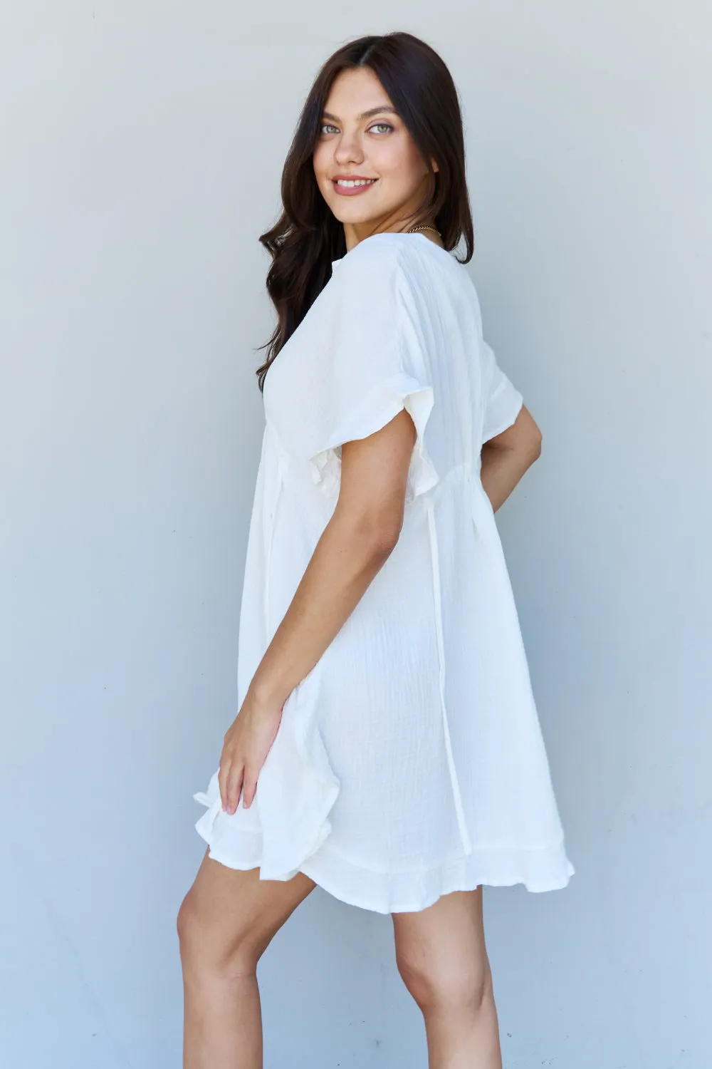 Full Size Ruffle Beach Dress White