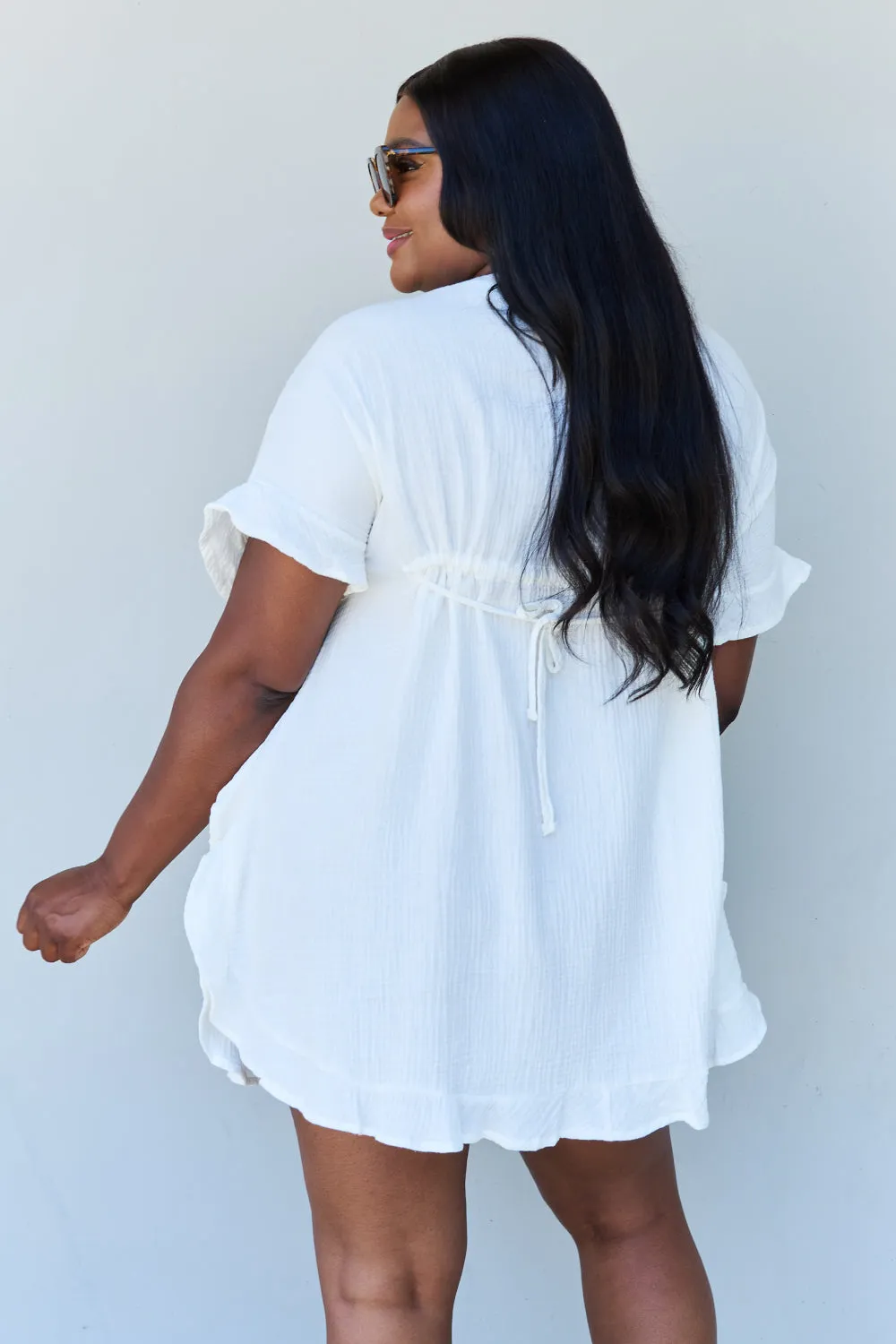 Full Size Ruffle Beach Dress White