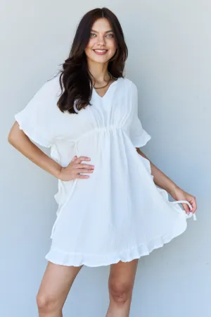 Full Size Ruffle Beach Dress White