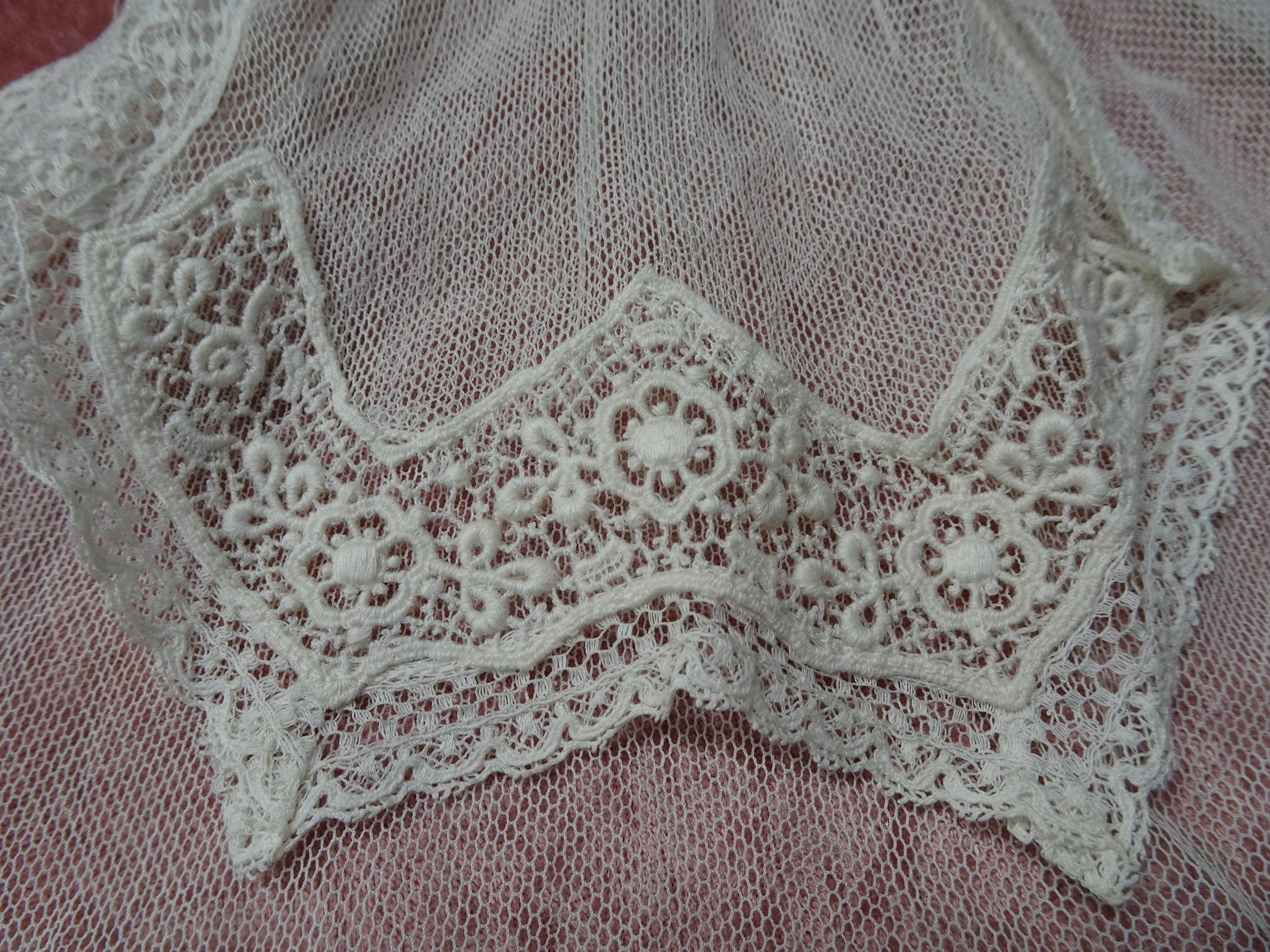 GORGEOUS Victorian French Netted Lace Collar,High Neck,Large Wide Tulle Bib Front,Lace Jabot,4 different laces,Dramatic Under Suit