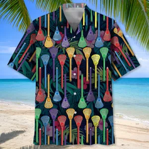 Lacrosse Sticks Hawaiian Shirt, Unisex Summer Beach Casual Short Sleeve Summer Vacation Beach Shirts