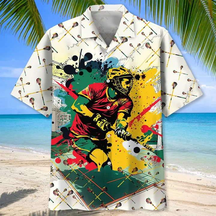 Lacrosse Sticks Hawaiian Shirt, Unisex Summer Beach Casual Short Sleeve Summer Vacation Beach Shirts