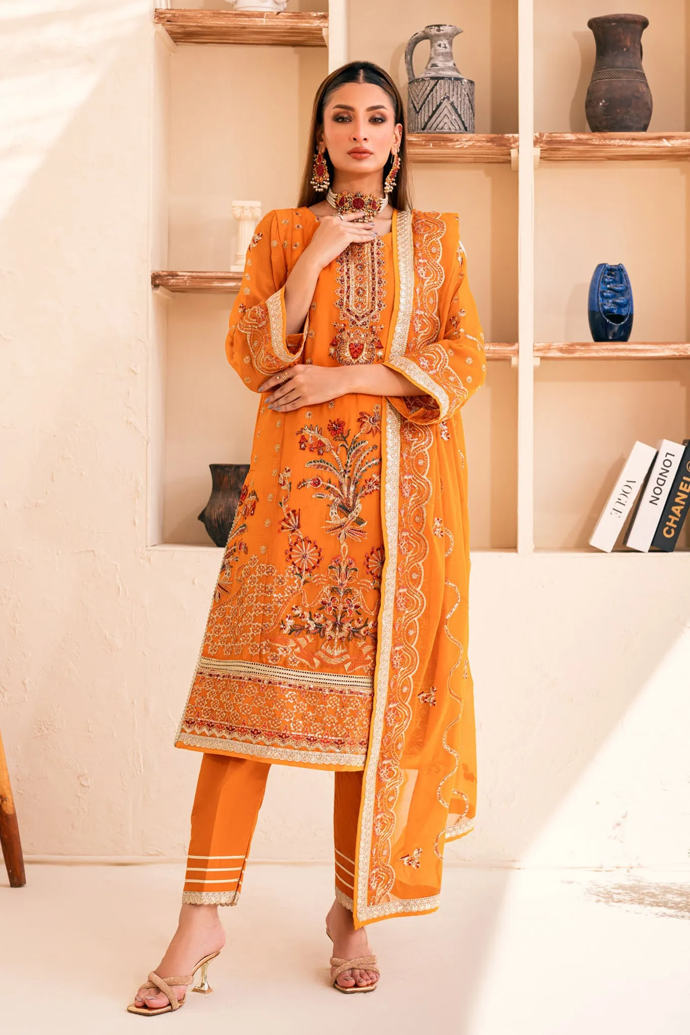 Lallaria By Noorma Kaamal Unstitched 3 Piece Luxury Chiffon Vol-03 Collection'2024-NK-LLC-29