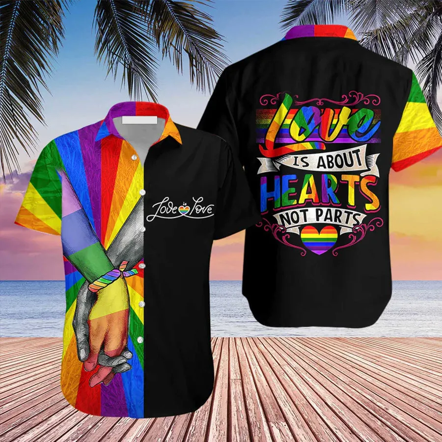 LGBT Aloha Hawaiian Shirts For Summer, Hold Hands Colorful Rainbow LGBT Hawaiian Shirts, Gift For Gaymer And Lesbian