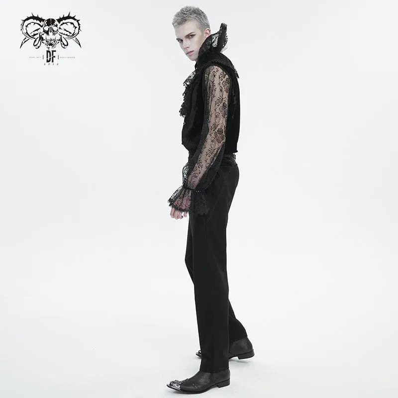 Men's Gothic Stand Collar Lace Sleeved Shirt