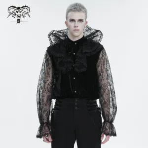 Men's Gothic Stand Collar Lace Sleeved Shirt