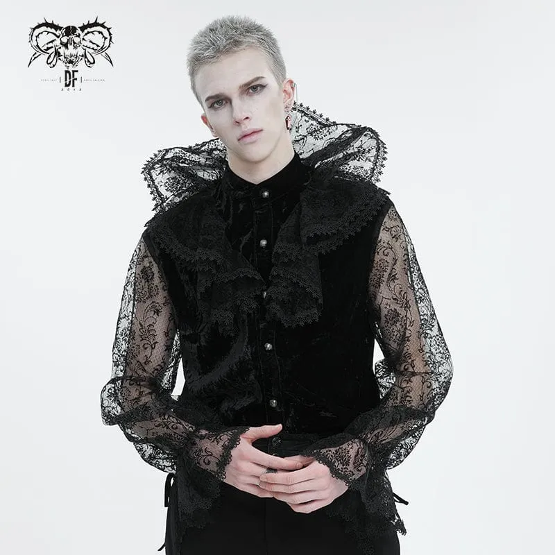 Men's Gothic Stand Collar Lace Sleeved Shirt