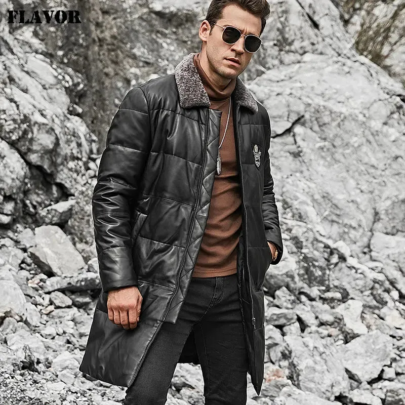 Men's Lambskin Leather Down Coat