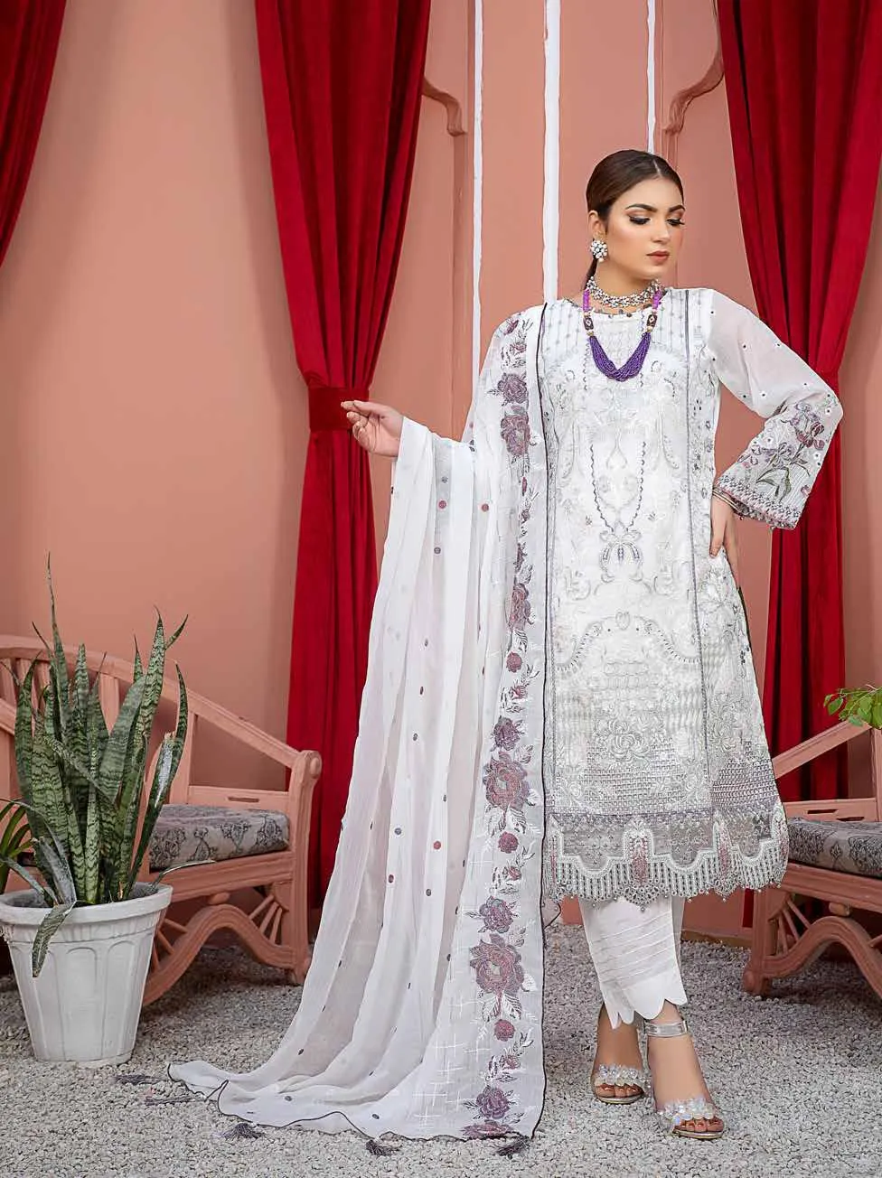 Evergreen Luxurious Embroidered Chiffon Collection Dress - DN-04