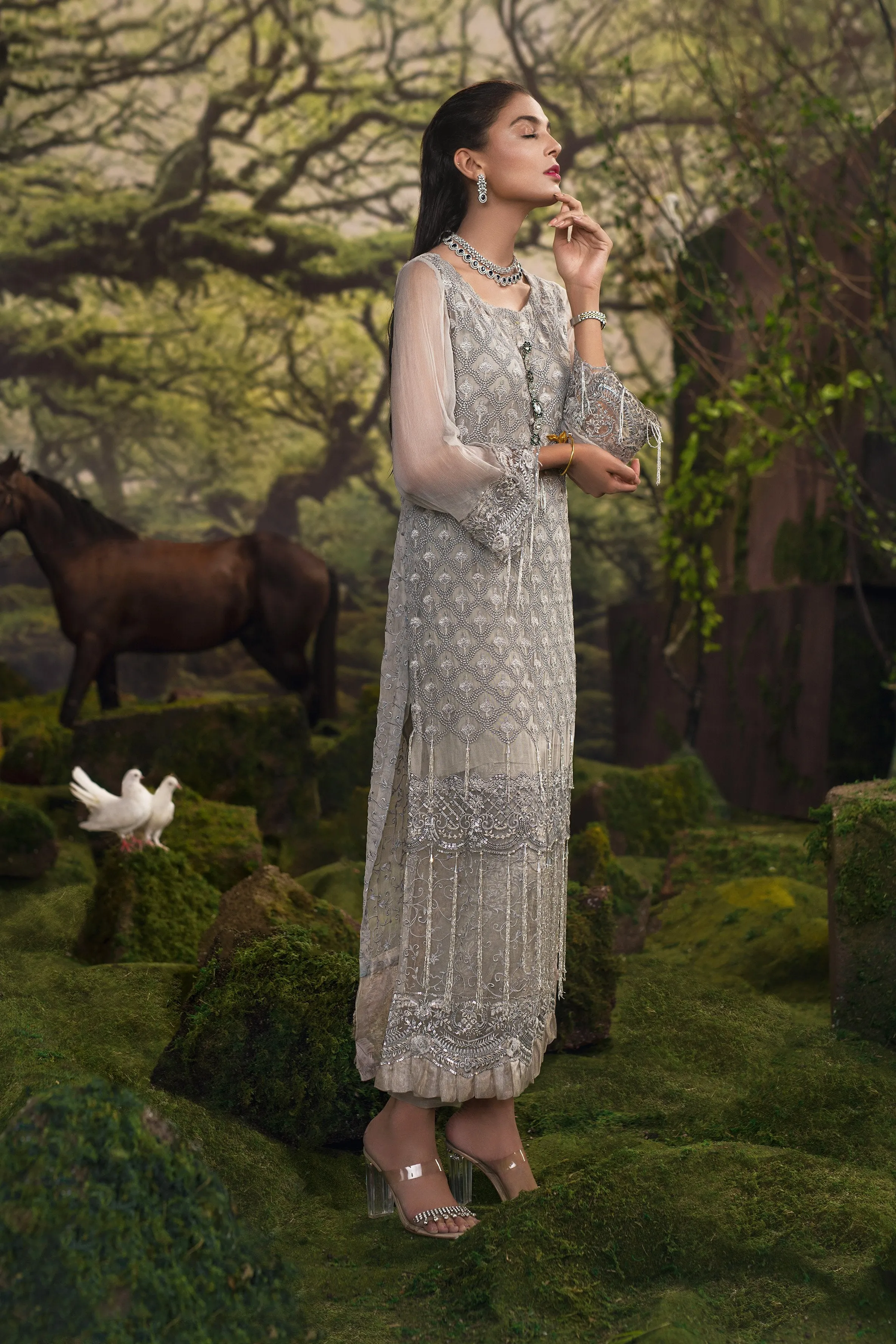 Qalamkar Forêt de Luxe Wedding Collection 2018 – Perle Travail QW-04