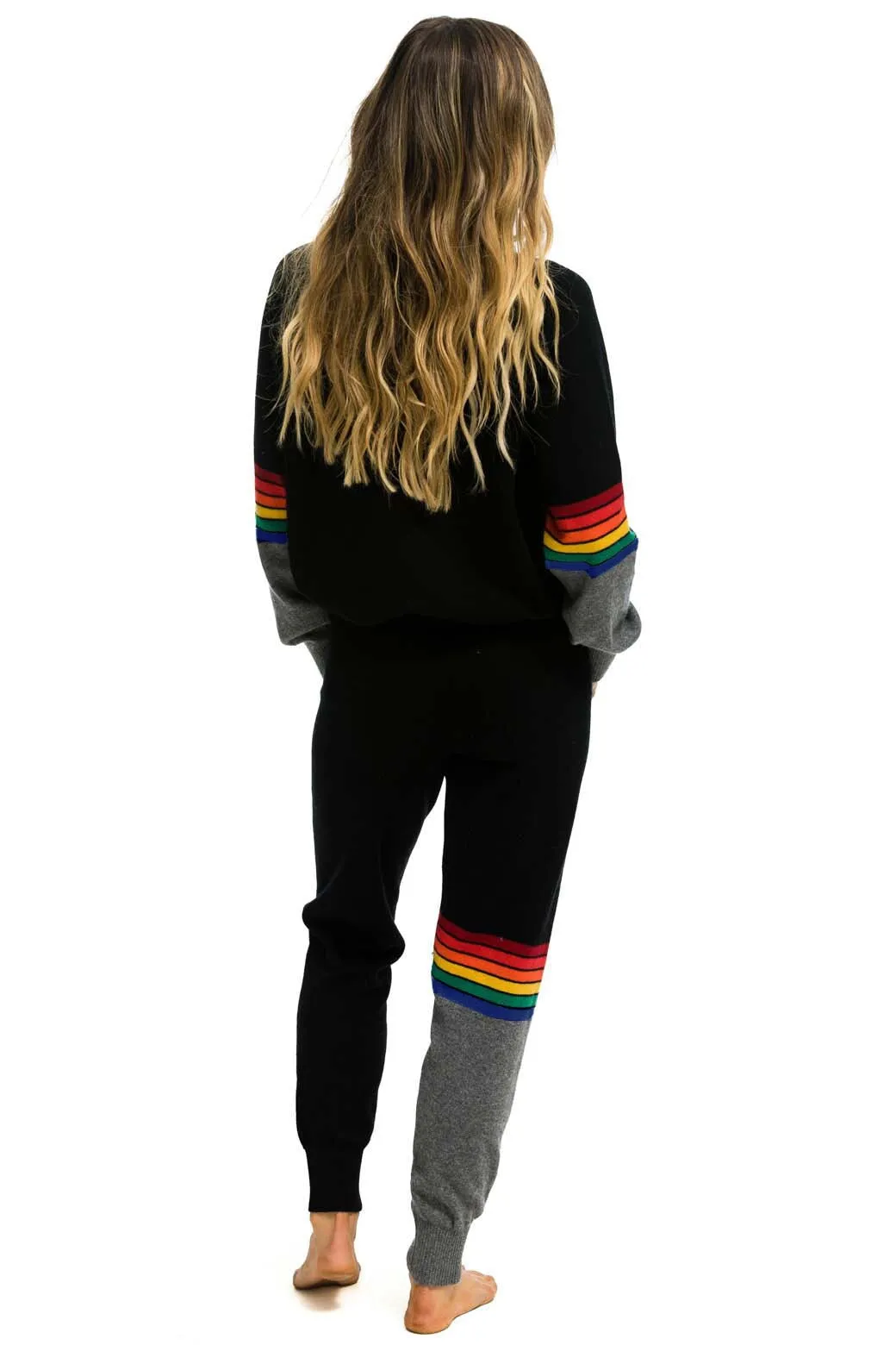 RAINBOW STRIPE CASHMERE LIGHT SWEATER PANT	- BLACK // CHARCOAL