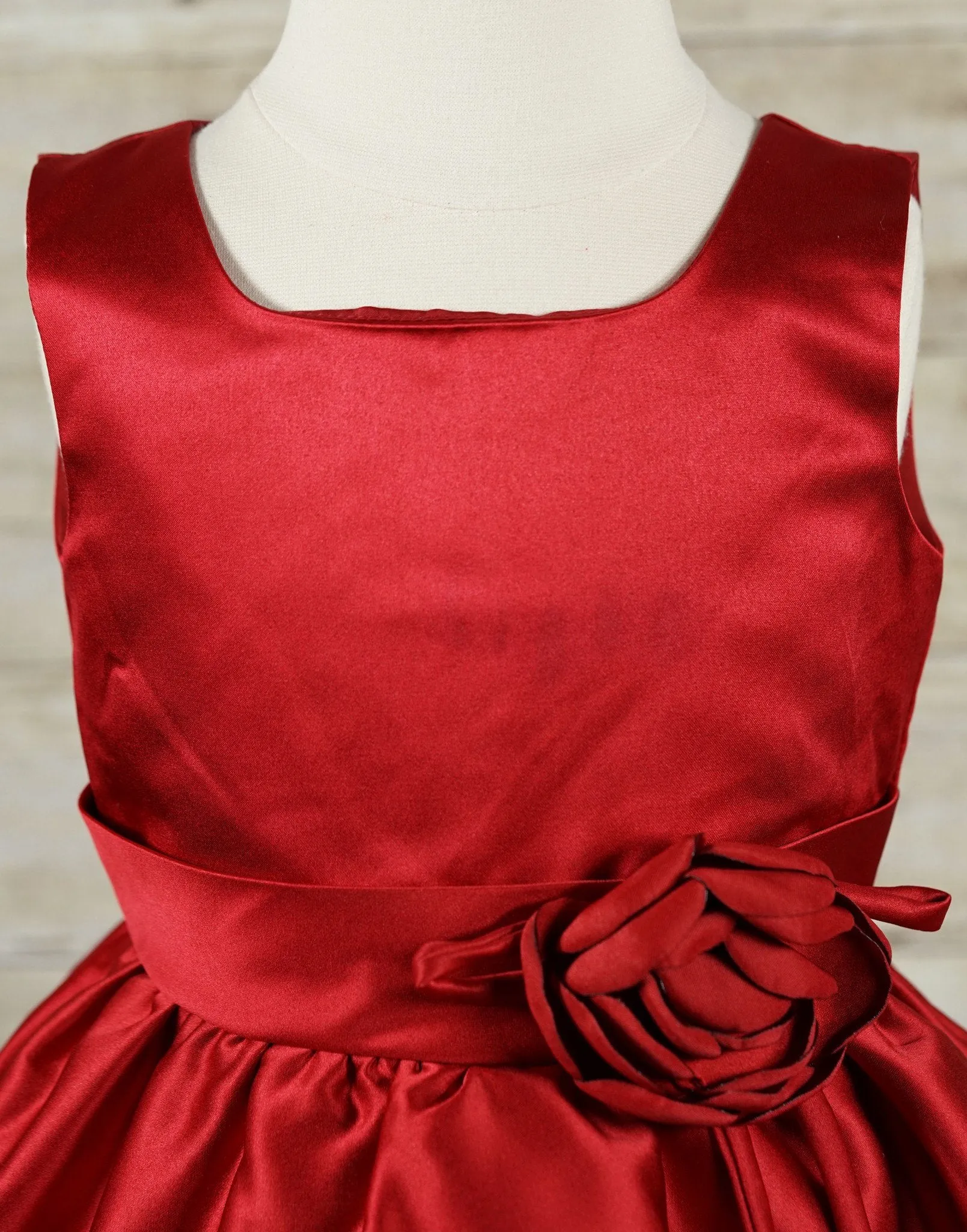 Rosy Taffeta Flower Girl Dress - Red