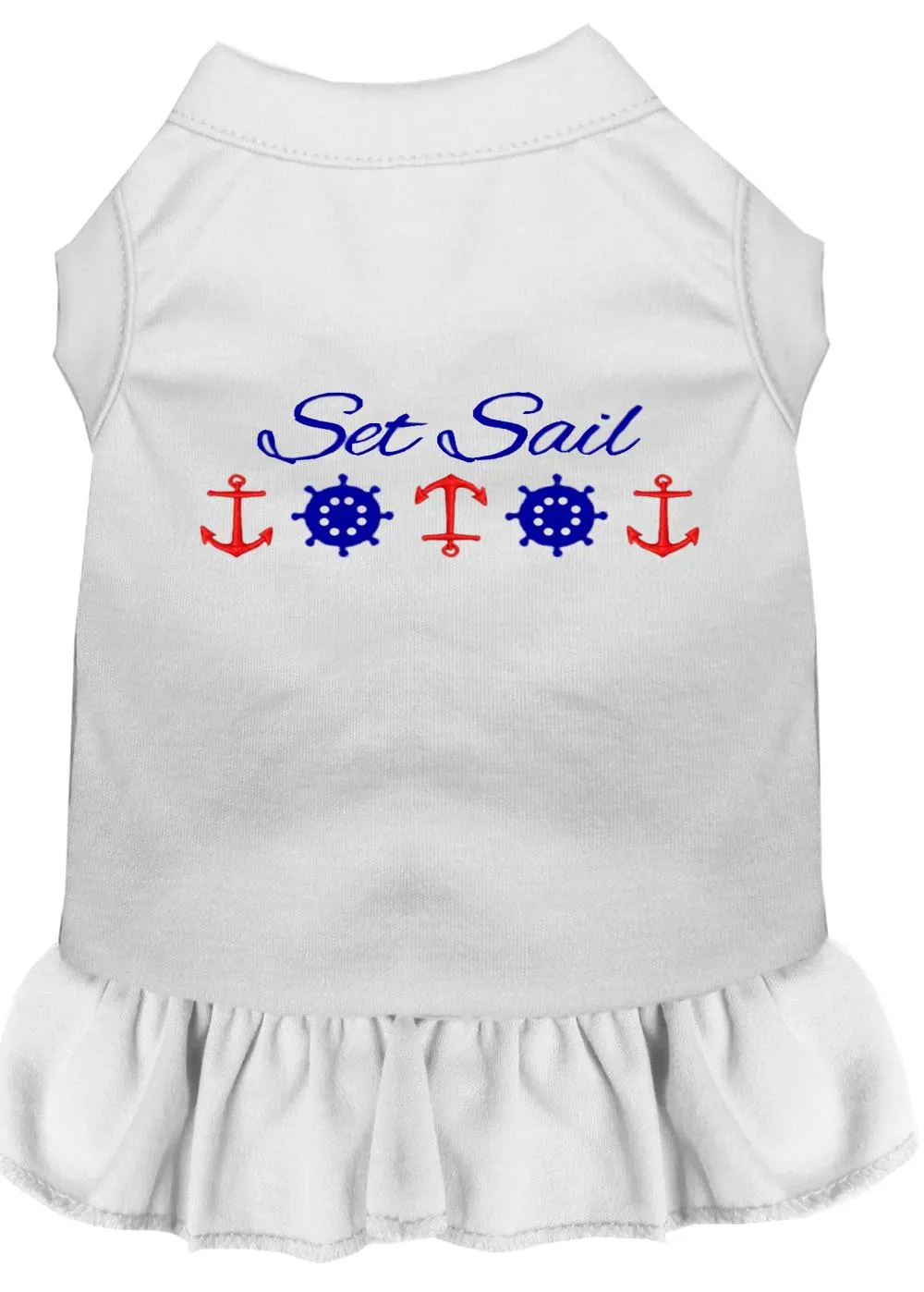 Set Sail Embroidered Dog Dress White Xl (16)