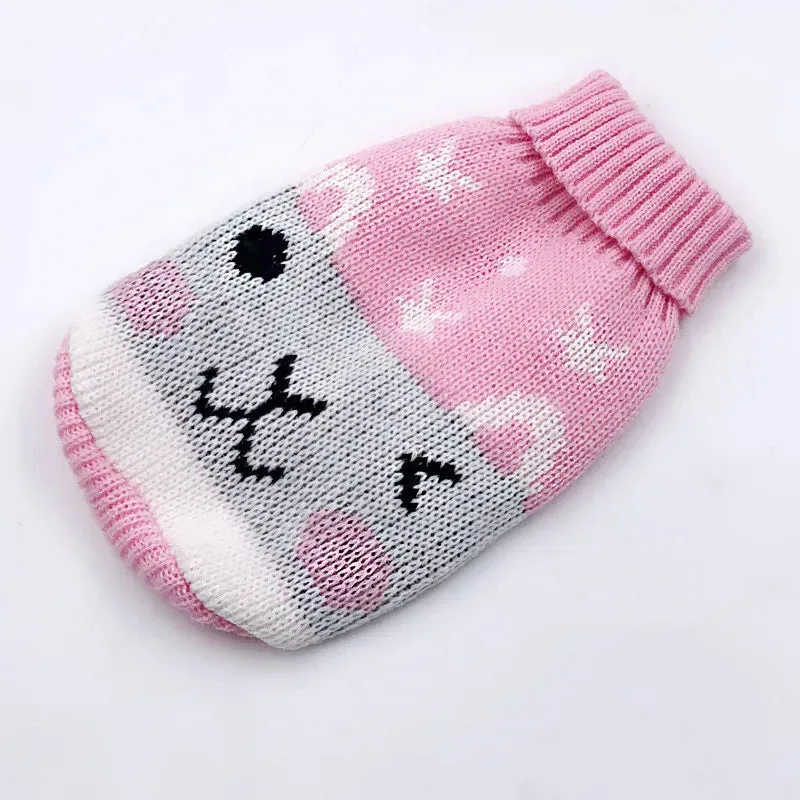 Warm Pet Winter Sweater Cartoon Print Clothing Knitting Coat for Small Pets