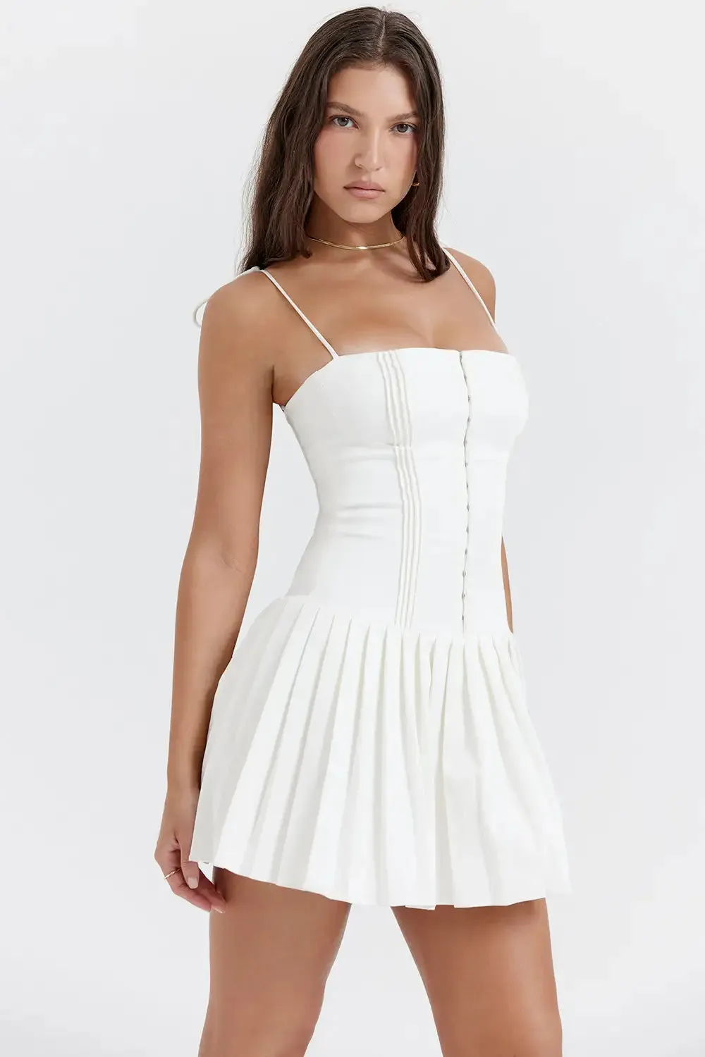 White Pleated Dress