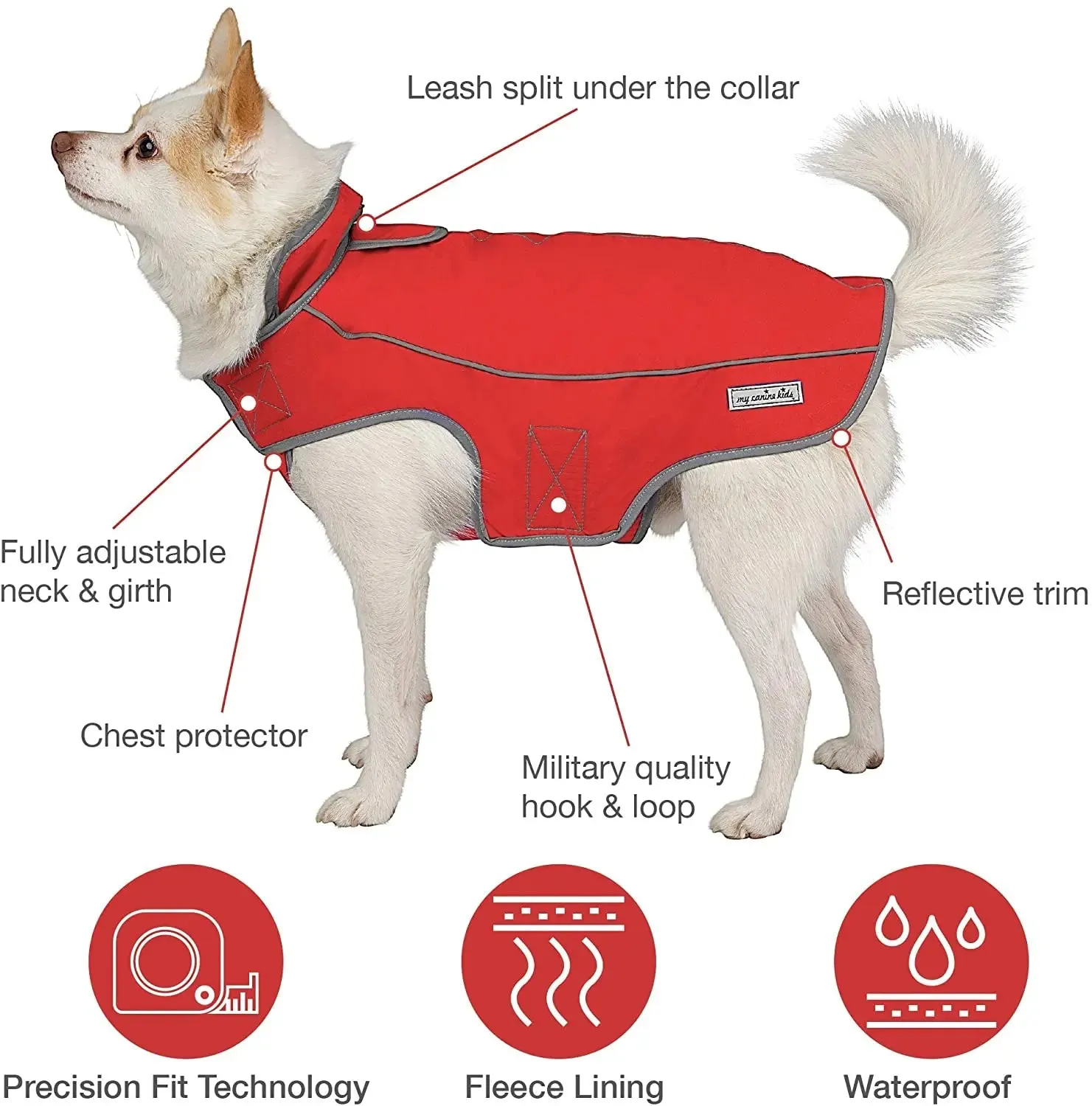 XXL Precision Fit™ Dog Parka Warm Waterproof Lined 70-170 LBS