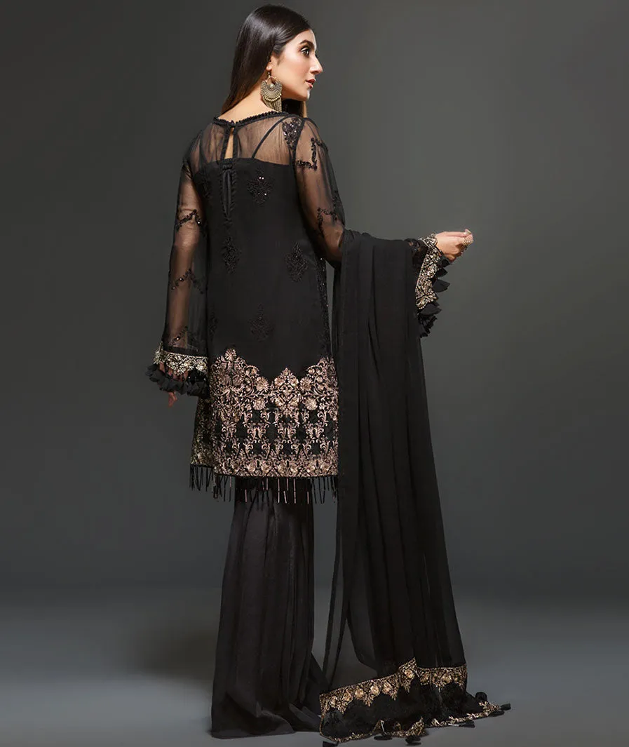 Zarif Embroidered Chiffon Collection 2019 – Mist Black